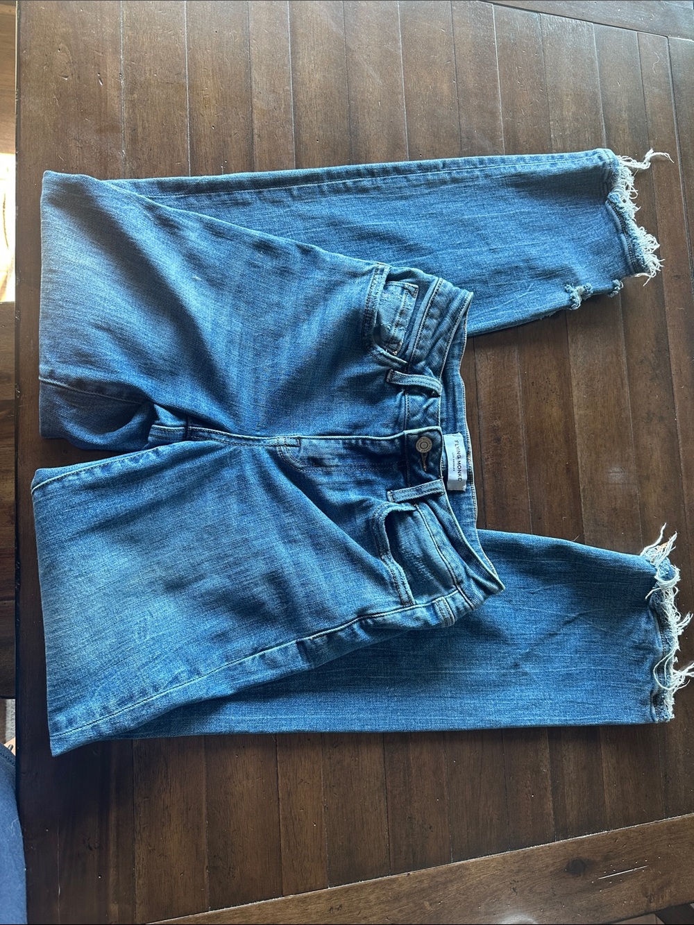 Flying Monkey Blue Frayed Hem Ankle Jeans